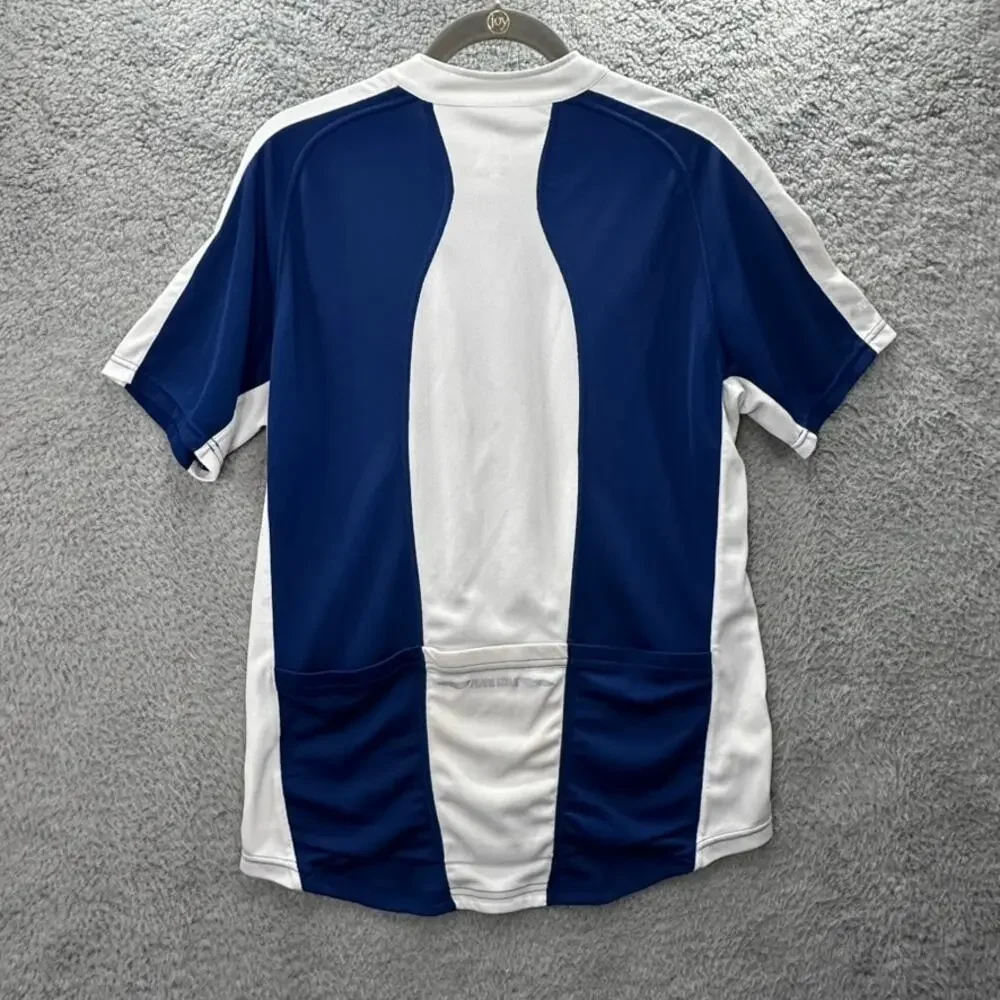 Pearl iZUMi Women's Large Blue White Cycling Jersey Short Sleeves Back Pockets‎